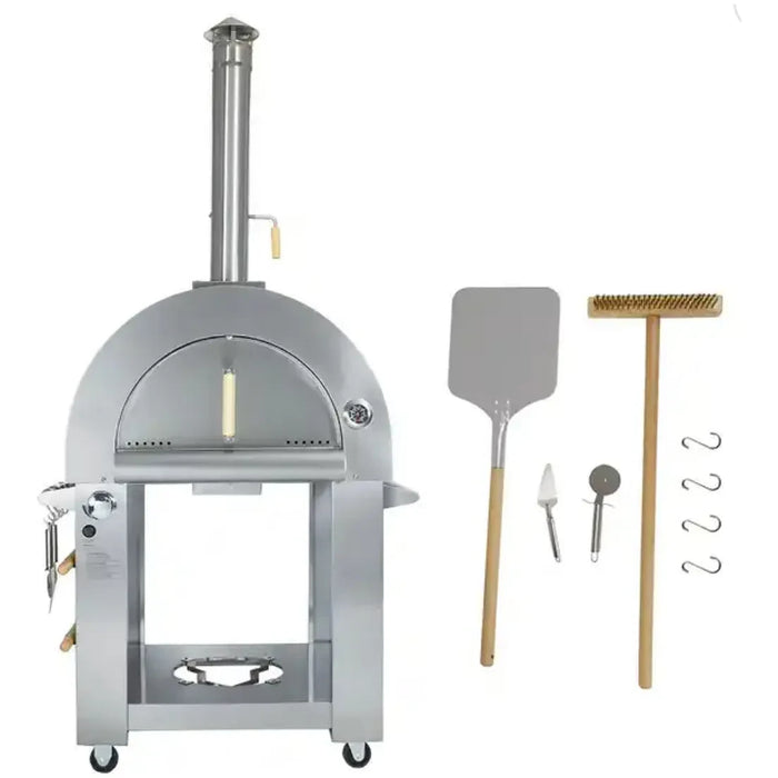 Kokomo Grills - 32 Inch Dual Fuel Gas or Wood Fired Stainless Steel Pizza Oven KO-PIZZAOVEN