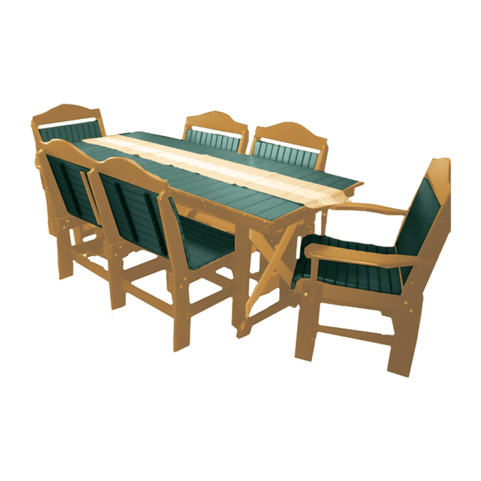 Buck Stove - 72" Farmhouse (rectangular) Dining Table with 6 Fan Back Chair, FF 72FHT