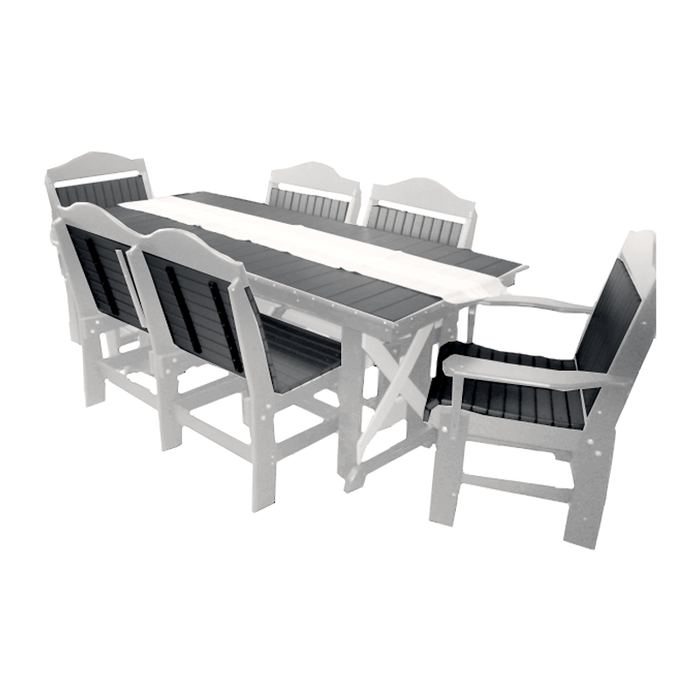 Buck Stove - 72" Farmhouse (rectangular) Dining Table with 6 Fan Back Chair, FF 72FHT