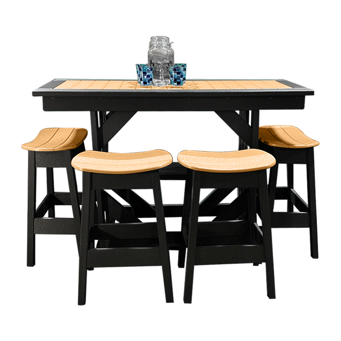 Buck Stove -  Blue Ridge Brunch Buffet Bar Set with 4 Saddle Stools (60" W x 42" H x 22" D)