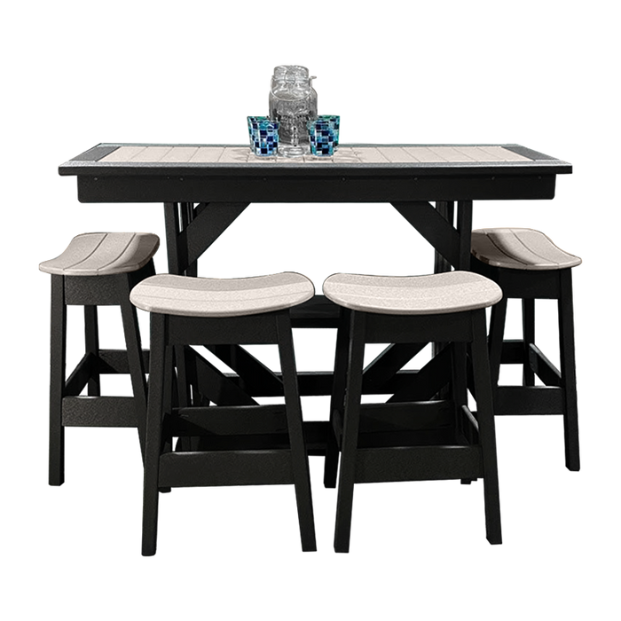 Buck Stove -  Blue Ridge Brunch Buffet Bar Set with 4 Saddle Stools (60" W x 42" H x 22" D)