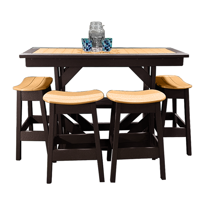 Buck Stove -  Blue Ridge Brunch Buffet Bar Set with 4 Saddle Stools (60" W x 42" H x 22" D)