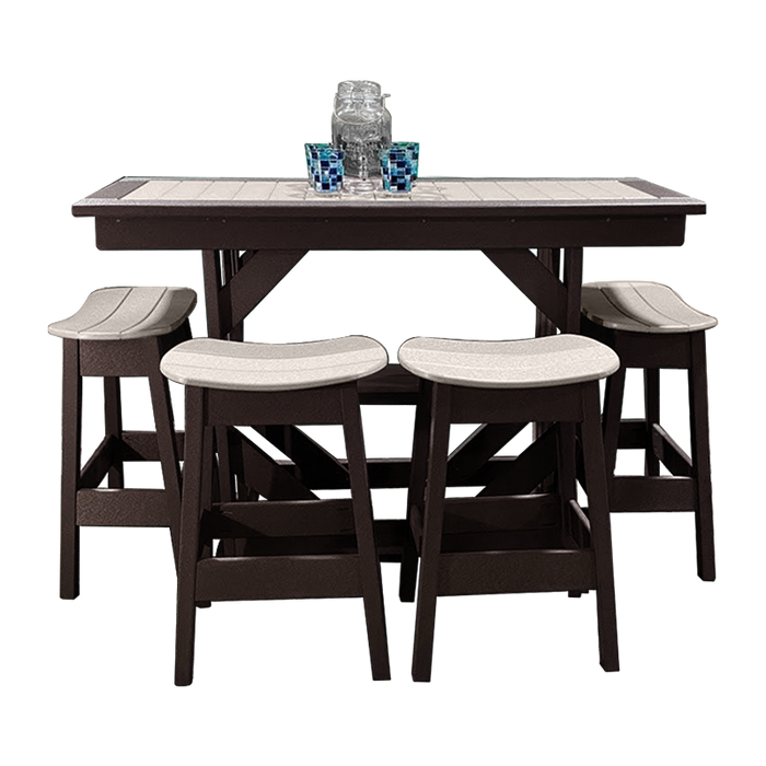 Buck Stove -  Blue Ridge Brunch Buffet Bar Set with 4 Saddle Stools (60" W x 42" H x 22" D)