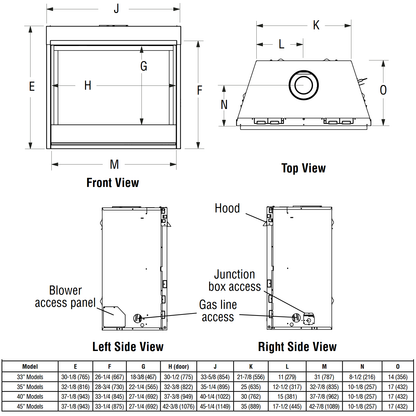 Superior 33" Direct Vent, Front Open Fireplace With Electronic Ignition, Traditional DRT2033  or Contemporary DRC2033