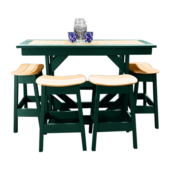 Buck Stove -  Blue Ridge Brunch Buffet Bar Set with 4 Saddle Stools (60" W x 42" H x 22" D)