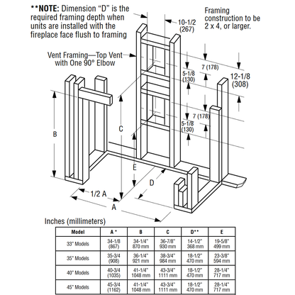 Superior 33" Direct Vent, Front Open Fireplace With Electronic Ignition, Traditional DRT2033  or Contemporary DRC2033