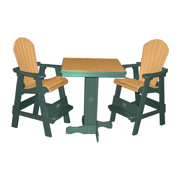Buck Stove -  30" Bistro Table with 2 Fan Back Pub Chairs (30" W x 40" H)