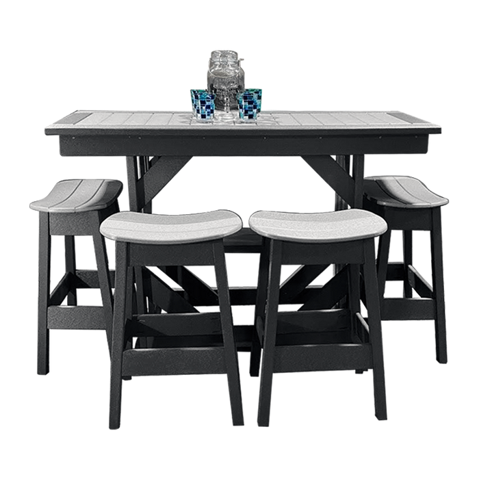 Buck Stove -  Blue Ridge Brunch Buffet Bar Set with 4 Saddle Stools (60" W x 42" H x 22" D)