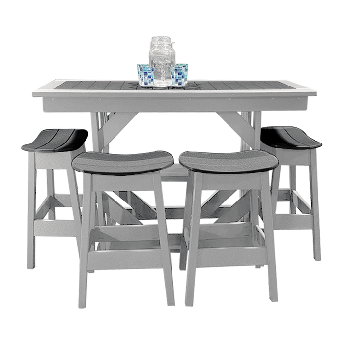 Buck Stove -  Blue Ridge Brunch Buffet Bar Set with 4 Saddle Stools (60" W x 42" H x 22" D)