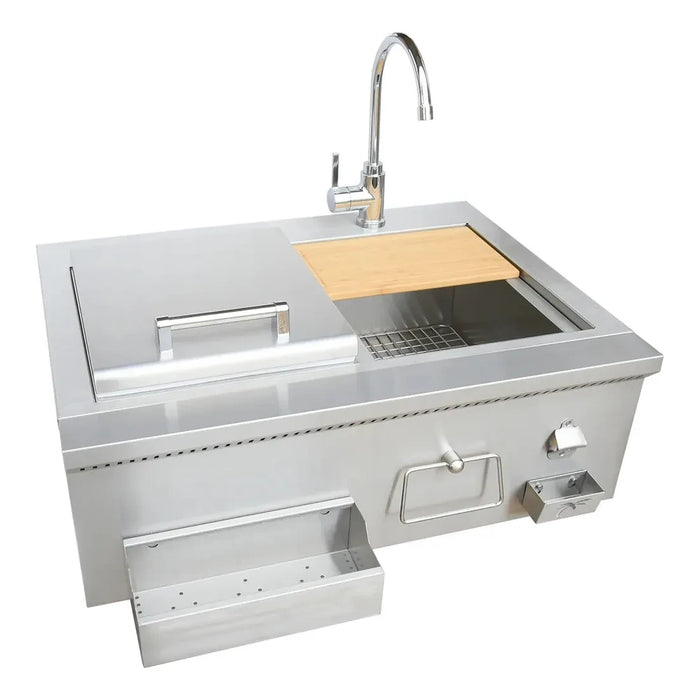 KoKoMo Grills - 30" Built-In Bartender Cocktail Station With Sink Bottle Opener and Ice Chest, KO-30CKT-SNK