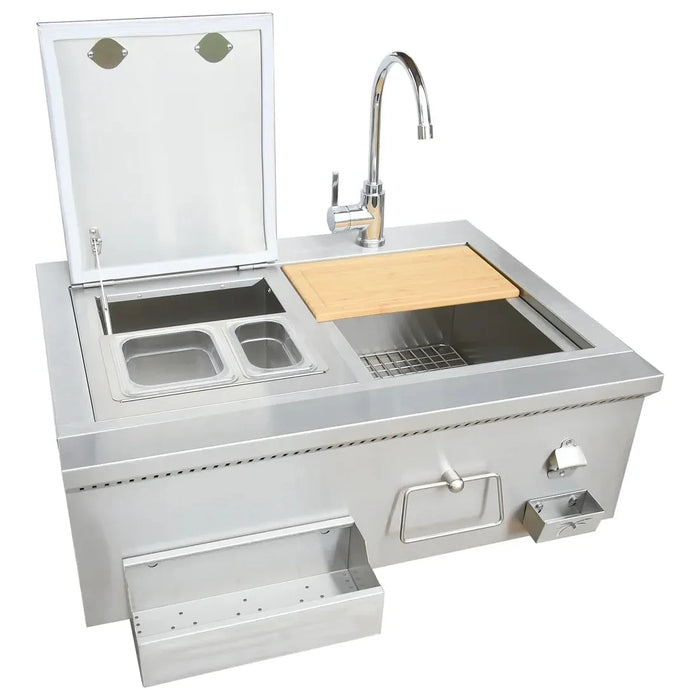 KoKoMo Grills - 30" Built-In Bartender Cocktail Station With Sink Bottle Opener and Ice Chest, KO-30CKT-SNK