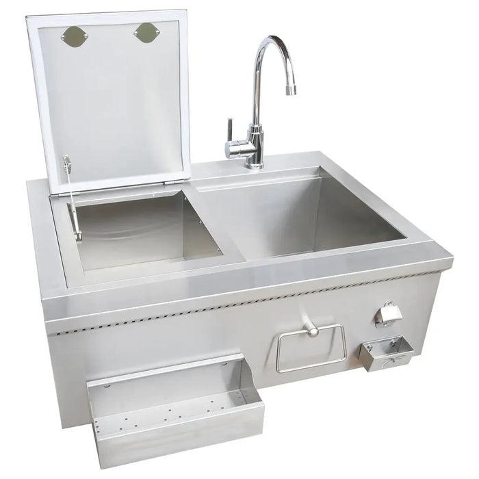 KoKoMo Grills - 30" Built-In Bartender Cocktail Station With Sink Bottle Opener and Ice Chest, KO-30CKT-SNK