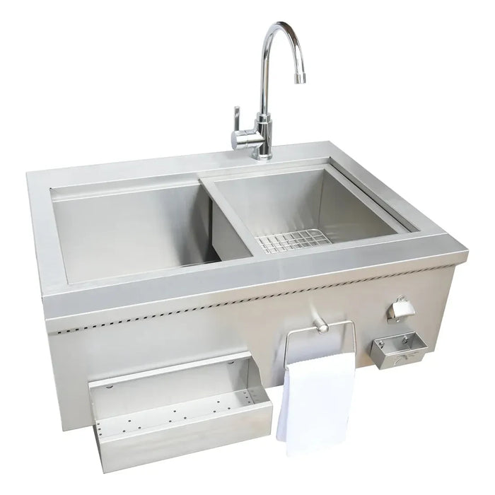 KoKoMo Grills - 30" Built-In Bartender Cocktail Station With Sink Bottle Opener and Ice Chest, KO-30CKT-SNK